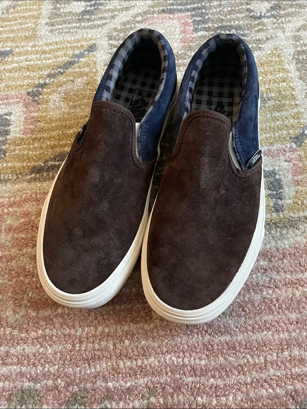 Vans Brown Suede and Navy Slip-On Sneakers